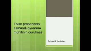 Təlim prosesində səmərəli öyrənmə mühitinin qurulması