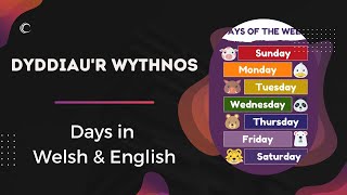 Dyddiau'r Wythnos - Days of the Week in Welsh \u0026 English