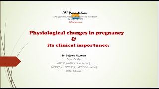PHYSIOLOGICAL CHANGES IN PREGNANCY. DR SAJEELA NOREEN