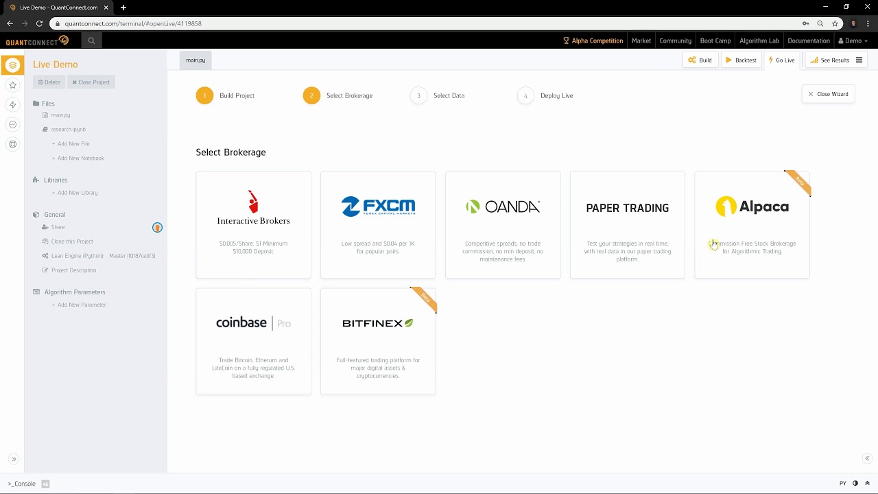 How To Live Trade In Quantconnect Youtube