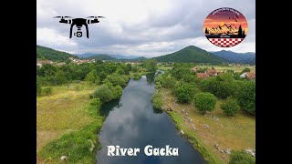 Drone  flying over the river Gacka  -  Letenje dronom iznad rijeke Gacke