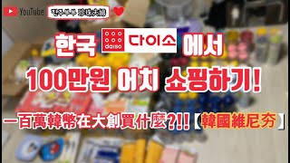 《국제커플/台韓夫婦》一百萬在大創買什麼?!! 【韓國維尼夯】한국 다이소에서 100만원 어치 쇼핑하기!