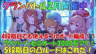 プリコネR　ワイバーン3000万編成！？クランバトル2月5段階目凸ルート紹介！・ワイバーン・ライライ・シードレイク・ウールヴヘジン・トルペドン(編成は4段階目共通)