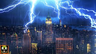 Heavy Thunderstorm over New York Manhattan | Sounds of Rain, Strong Thunder & Loud Lightning Strikes