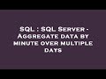 SQL : SQL Server - Aggregate data by minute over multiple days