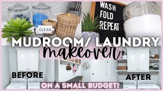 SMALL LAUNDRY ROOM MAKEOVER ON A BUDGET | UNDER $40 DIY LAUNDRY ROOM SHELVES | LAUNDRY ROOM IDEAS