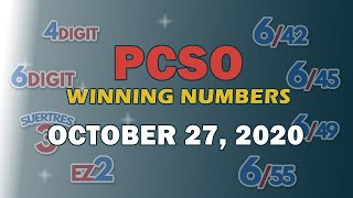 P142M Jackpot Superlotto 6/49, EZ2, Suertres, Lotto 6/42, Ultra Lotto 6/58 | October 27, 2020