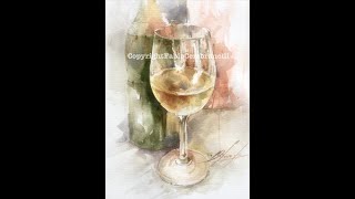 Wine Glass - Watercolor/Aquarela - Demo