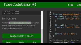 Comparison with the Less Than Or Equal To Operator, freeCodeCamp Basic Javascript