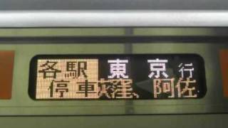 Ｅ２３３系　「各駅停車　東京行き」方向幕動画。