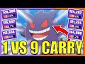 INSANE 1vs9 CARRIES!! BEST GENGAR GAMEPLAY YOU WILL EVER SEE | Pokemon Unite