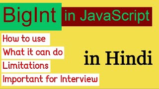 BigInt in JavaScript in Hindi | Advance JavaScript tutorial in Hindi | JavaScript BigInt