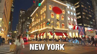 New York City Early Christmas Walk 2023 4K NYC Night Walk ✨ 5th Avenue to Empire State Building Tour
