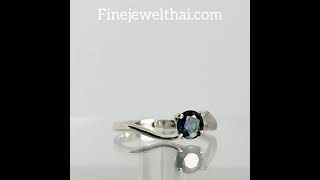 Finejewelthai-แหวนไพลิน-ไพลินแท้-พลอยประจำเดือนเกิด-Blue-Sapphire-Silver-Ring-Birthstone-R1073bl