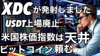 米国株価指数は天井　ビットコインがどうなるのか？XDCが輝いてます　USDTの上場廃止