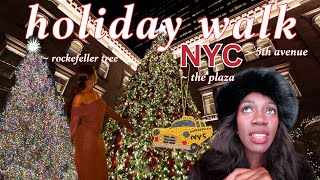 holiday walk on NYC's 5th avenue, dinner at the plaza hotel, rockefeller tree, Saks | vlogmas day 12