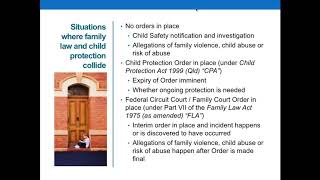 The interrelationship between family law and child protection