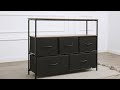 WLIVE | Dark Grey TV Stand with Fabric Drawers Assembly 2022