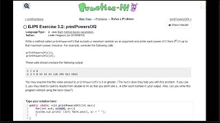 Java Practice It || 3.2 printPowersOf2 || method basics