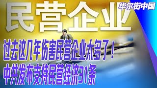 过去这几年伤害民营企业太多了！中共发布支持民营经济31条；中国经济长期仍然可以乐观｜华尔街中国