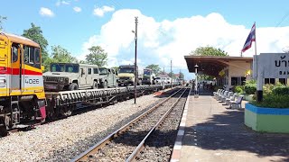 นานๆทีจะมา รถไฟบรรทุกรถยนต์ 2726 ใช้GEK 4026 หลีก 251 ที่บ้านโป่ง freight train 2726 \u0026 ordinary 251