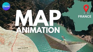 Map Animation Tutorial in Canva #mapanimation #travelanimation #canvaanimation