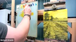 Painting Oil paints over Acrylics using transparent glazes.
