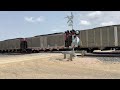 prb 9 bnsf 5829 leads southbound iesx coal train. 7 30 video