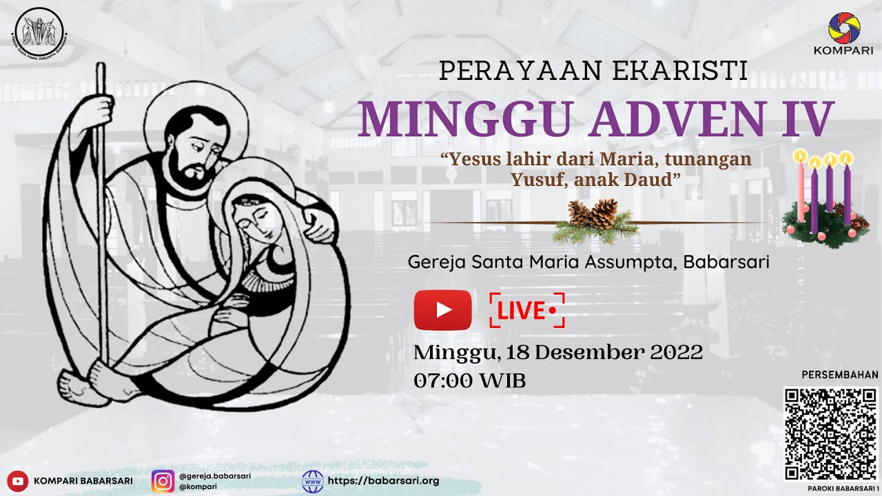 Live Streaming Misa Hari Minggu Adven IV - Minggu, 18 Desember 2022 ...