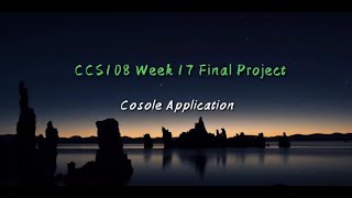 CCS108 Week17 Final Project (Console Java Application)