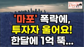 '마포' 폭락에 투자자 울어요! 한달에 1억씩 뚝. 떨어지는 강남 3구와 마용성. 서울 아파트 끝났나? 강남도 하락한다! 부동산 아파트 이야기 집값전망 하락 폭락 노가다 노비