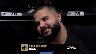 Erik McCoy on Wil Lutz, Taysom Hill | Saints at Falcons 2022 Week 1 Postgame Interview