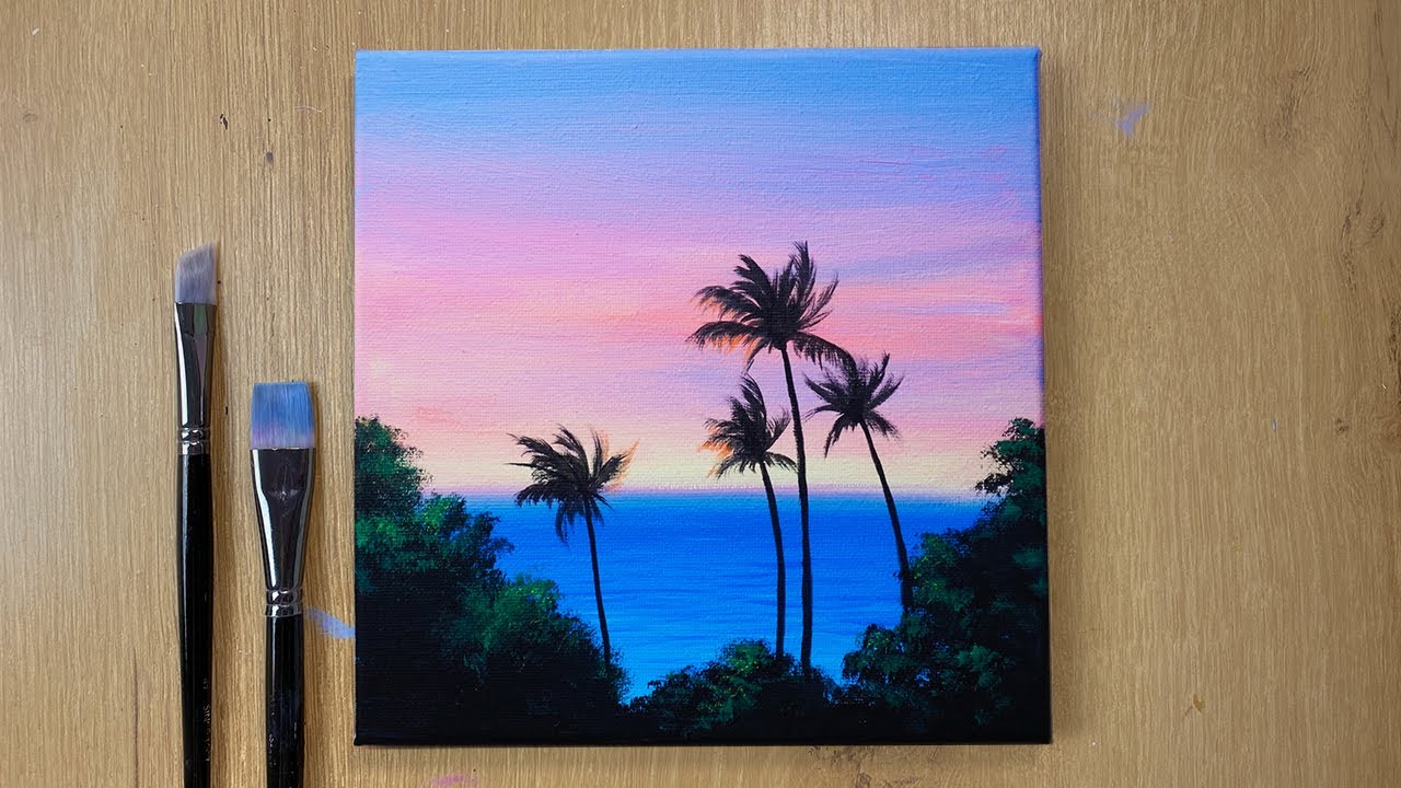 How To Paint A Palm Tree Sunset At Sebastian Queale Blog