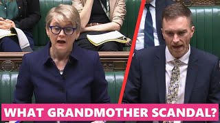 Watch how Yvette Cooper is grilled over Thought Police's harassment of Grandmother in Parliament