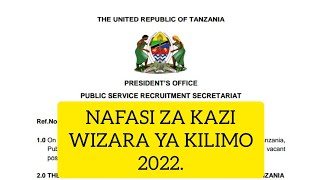 🔴 TANGAZO: NAFASI ZA KAZI WIZARA YA KILIMO// AJIRA MPYA 2022.