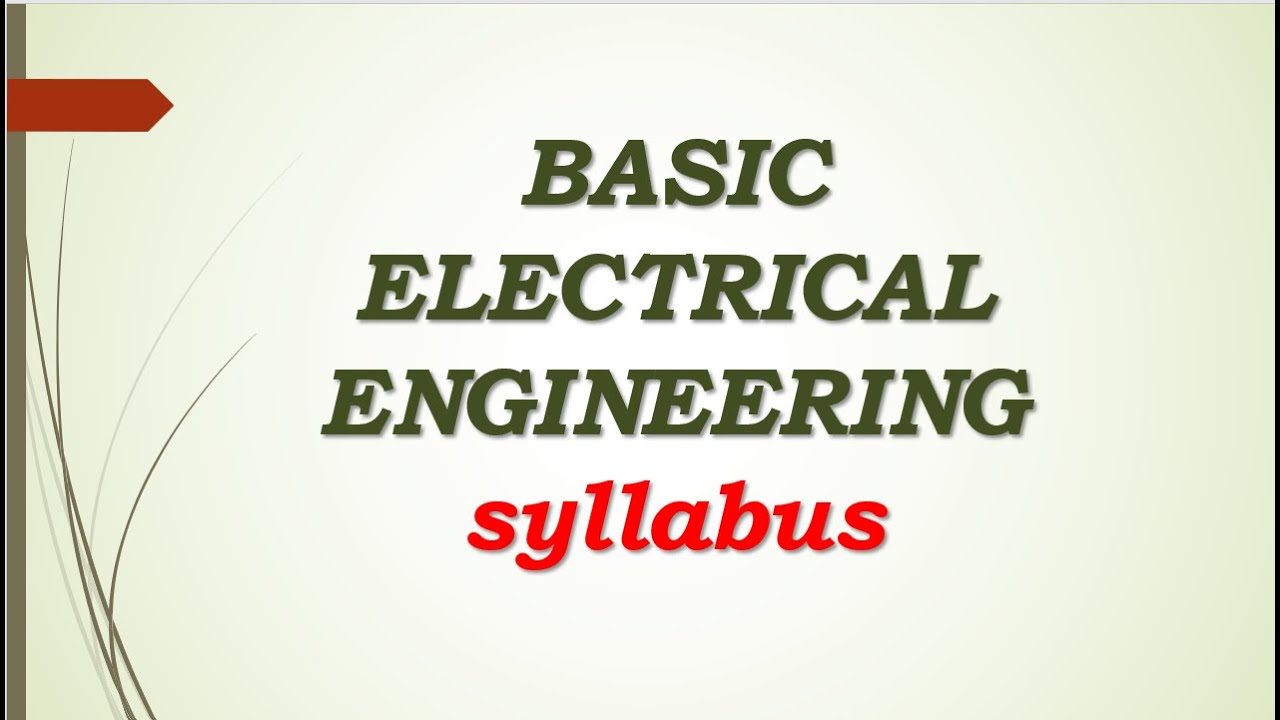 Basic Electrical Engineering Syllabus - YouTube