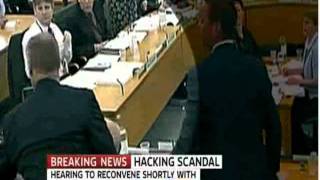 Rupert Murdoch pie attack at Westminster hacking hearing