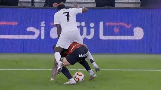 Pablo Maffeo pull down Vinicius Junior during Real Madrid vs Mallorca match, Super Cup 2025