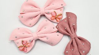 Laço de veludo cotelê luxo - DIY Ribbon Bow