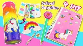 4 DIY 🦄 UNICORN【 School Supplies 】 - Back to SCHOOL | aPasos Crafts DIY