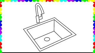 How to draw a Sink step by step for beginners