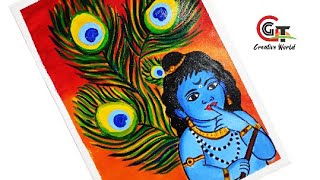 Krishna Drawing | Acrylic Painting for Beginners on Canvas | Acrylic Painting Easy Step by Step |