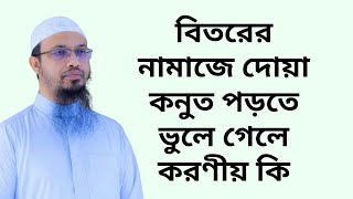 বিতরের নামাজে দোয়া কনুত পড়তে ভুলে গেলে করণীয় কি