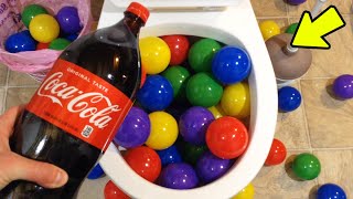 Will it Flush? - Plastic Balls and Coca Cola 2 Liter!