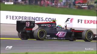 FIA F2 Austria 2017 Race1 Canamasas vs Gelael vs Deletraz