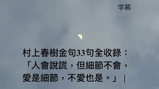 2024-11-12 #村上春樹金句33句全收錄： 人會說謊，但細節不會，愛是細節，不愛也是。#智慧之言 #名言 #心齋 #lydiacpa #廣東話 #字幕