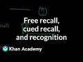 Retrieval: Free recall, cued recall, and recognition | MCAT | Khan Academy