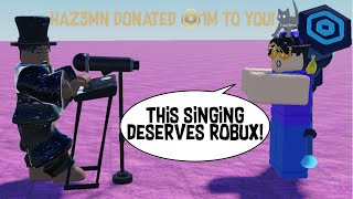 singing in PLS DONATE on Roblox voice chat 2 🎤🎹