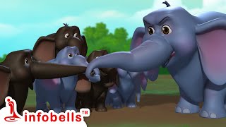 পাঁচটি ছোট হাতি - Five Little Elephants | Bengali Rhymes and Cartoons | Infobells