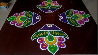 Sankranti special rangolis 🦚beautiful 5 dots sankranti rangoli#sankranthi#rangoli #festival#muggulu